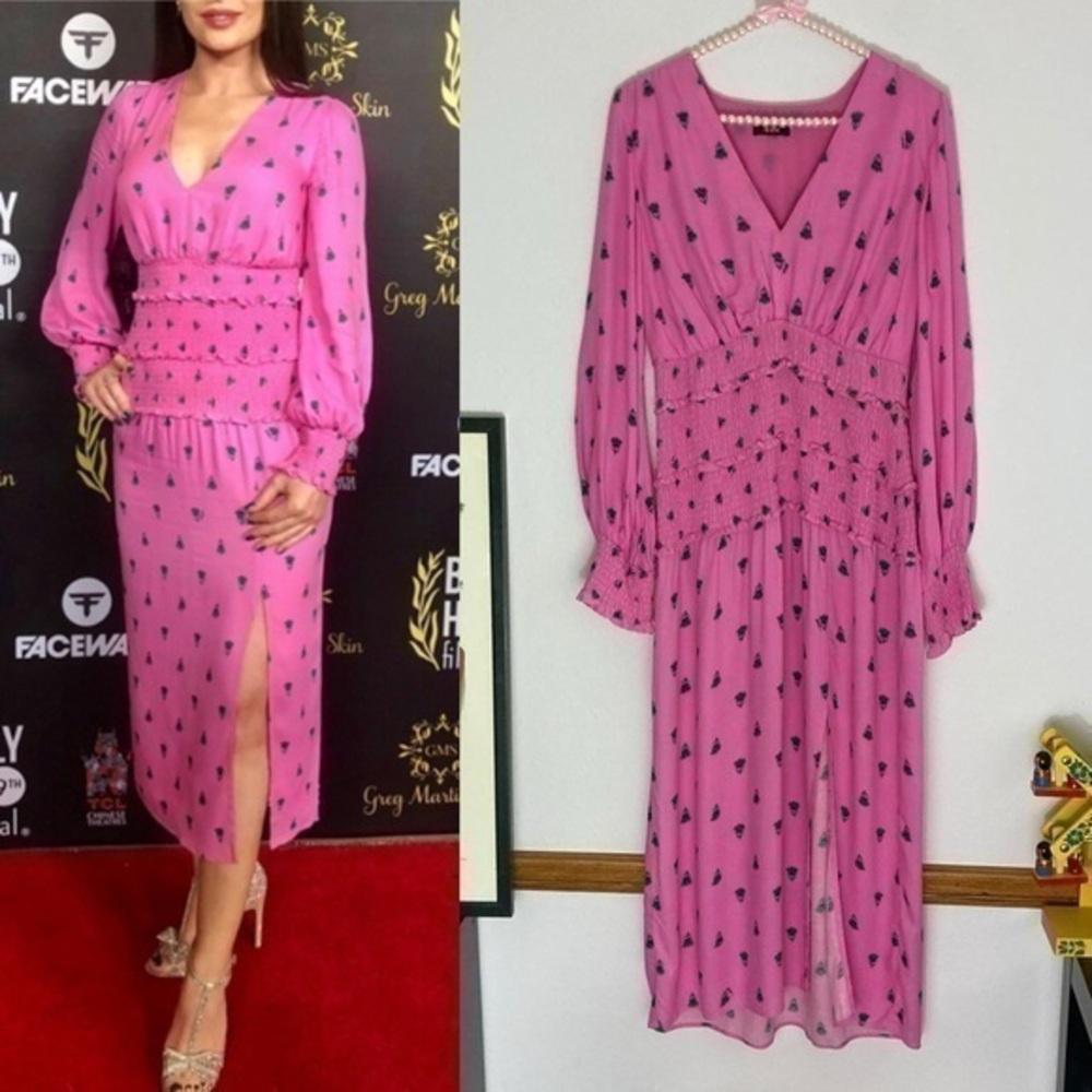 AFRM Hazel pink floral balloon sleeved dress